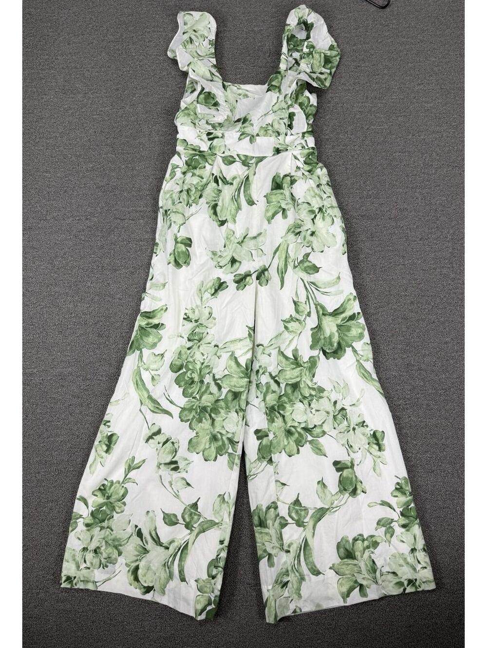 Taylor Womens S Flutter Sleeve Jumpsuit Floral Wide Leg Cropped Beachy Spring